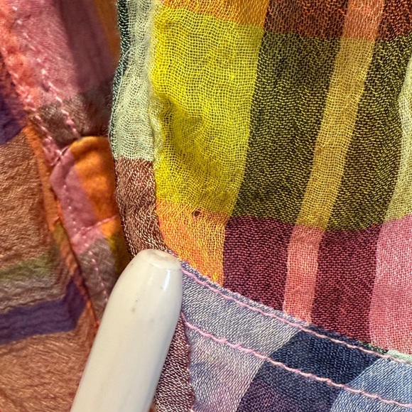 NWT Pilcro XXS/XS Long-Sleeve Mixed Madras Plaid Oversized Buttondown Shirt - Picture 15 of 15